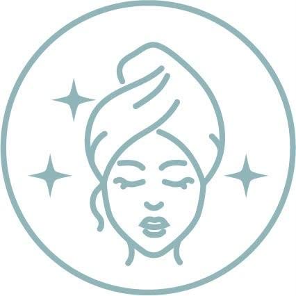 Brightening skin tone — radiant face with sparkles, DEP even-tone benefit icon — Nue Skin Beauty Esthetique
