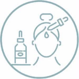 Versatile formulations — serum bottle and dropper applied to the face, DEP multi-serum benefit icon — Nue Skin Beauty Esthetique