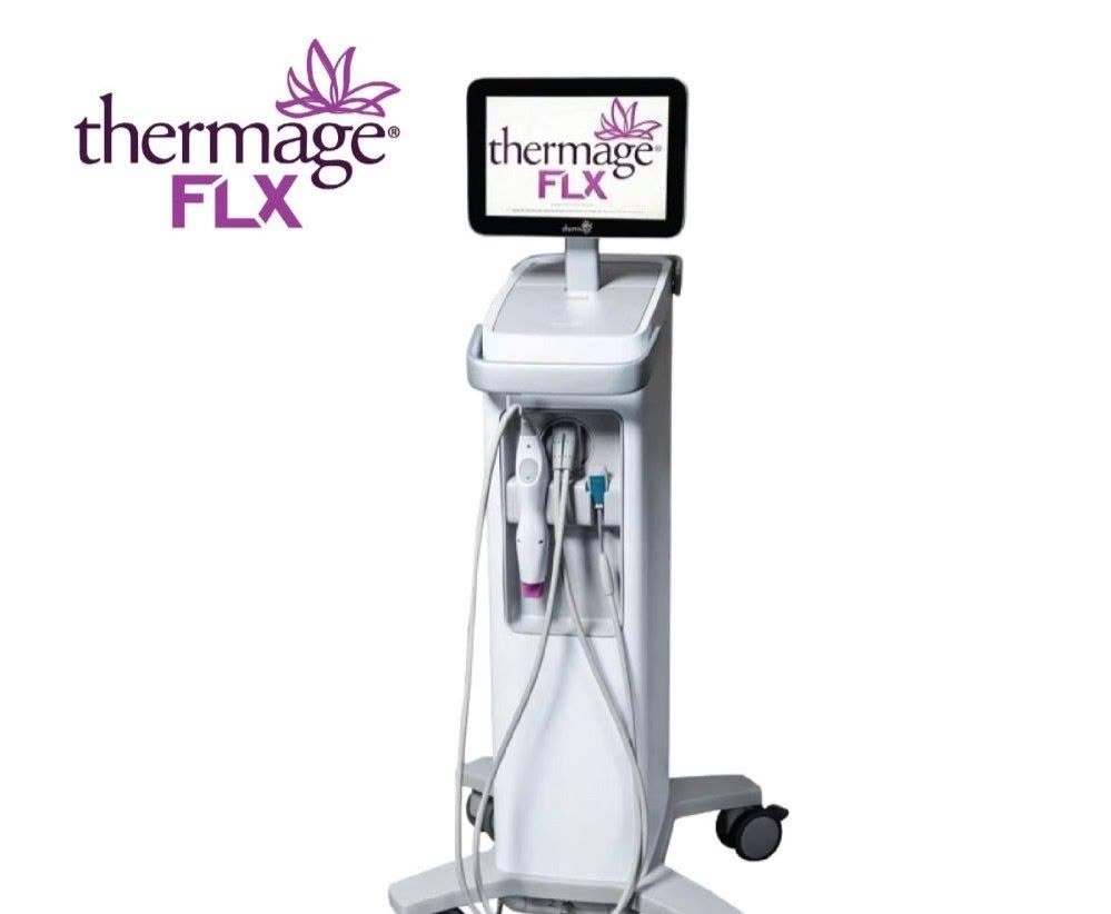 Thermage FLX radiofrequency skin-tightening device console — Nue Skin Beauty Esthetique